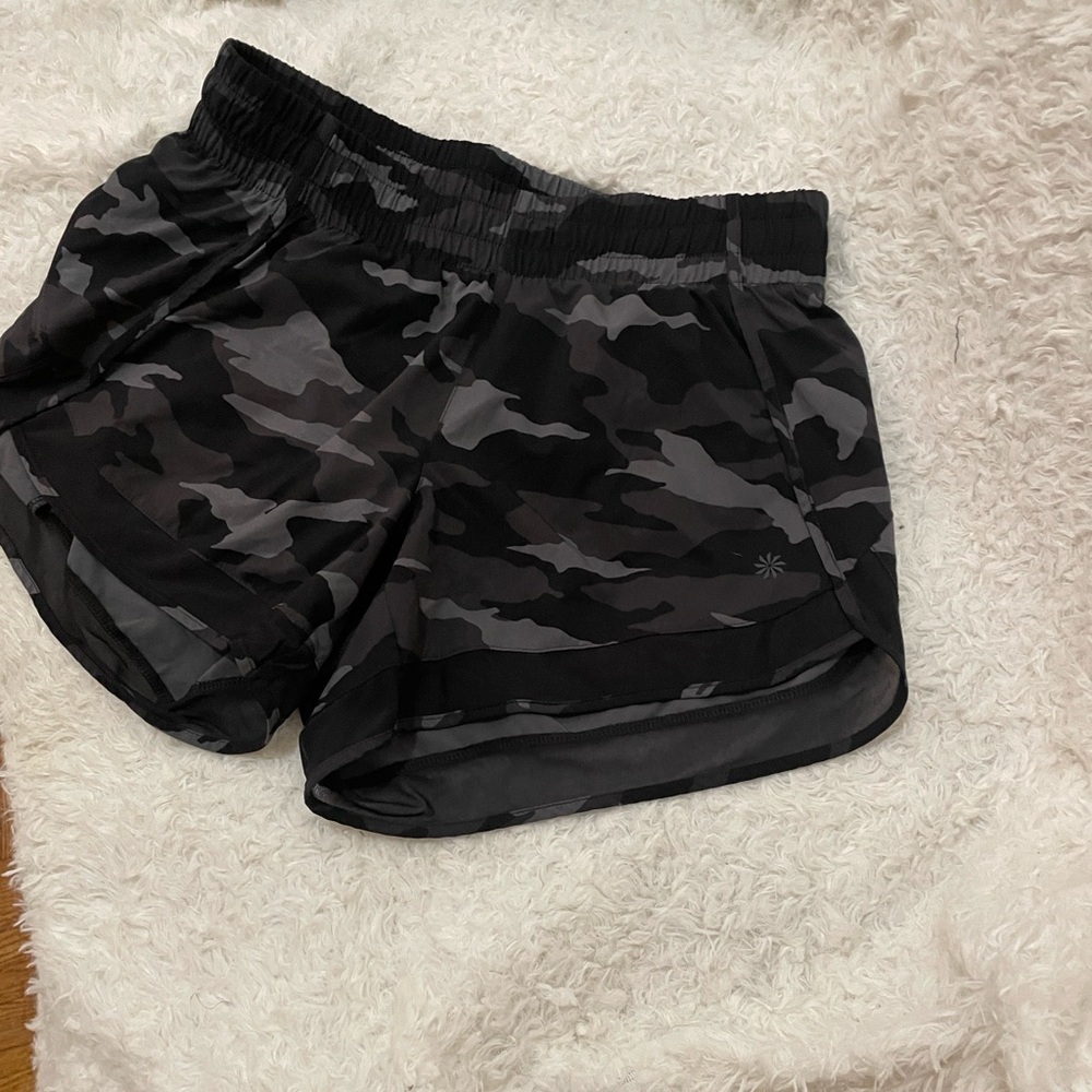 Athleta Black Camouflage Mesh Racer Shorts - Picture 9 of 14